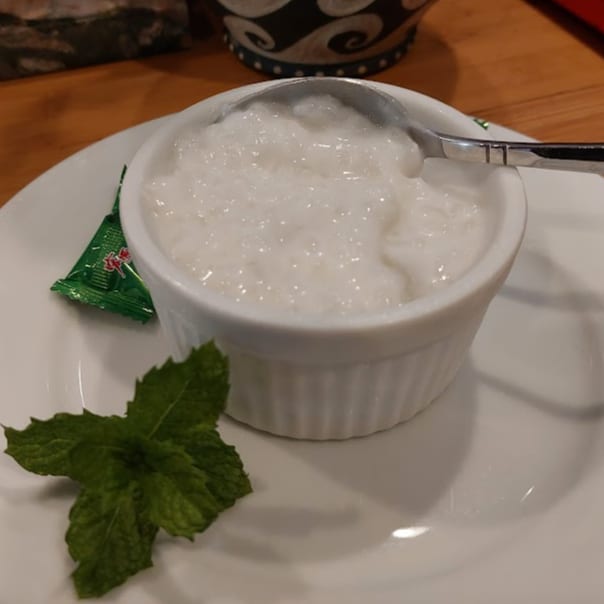 Palm Fruit Pudding with Coconut.