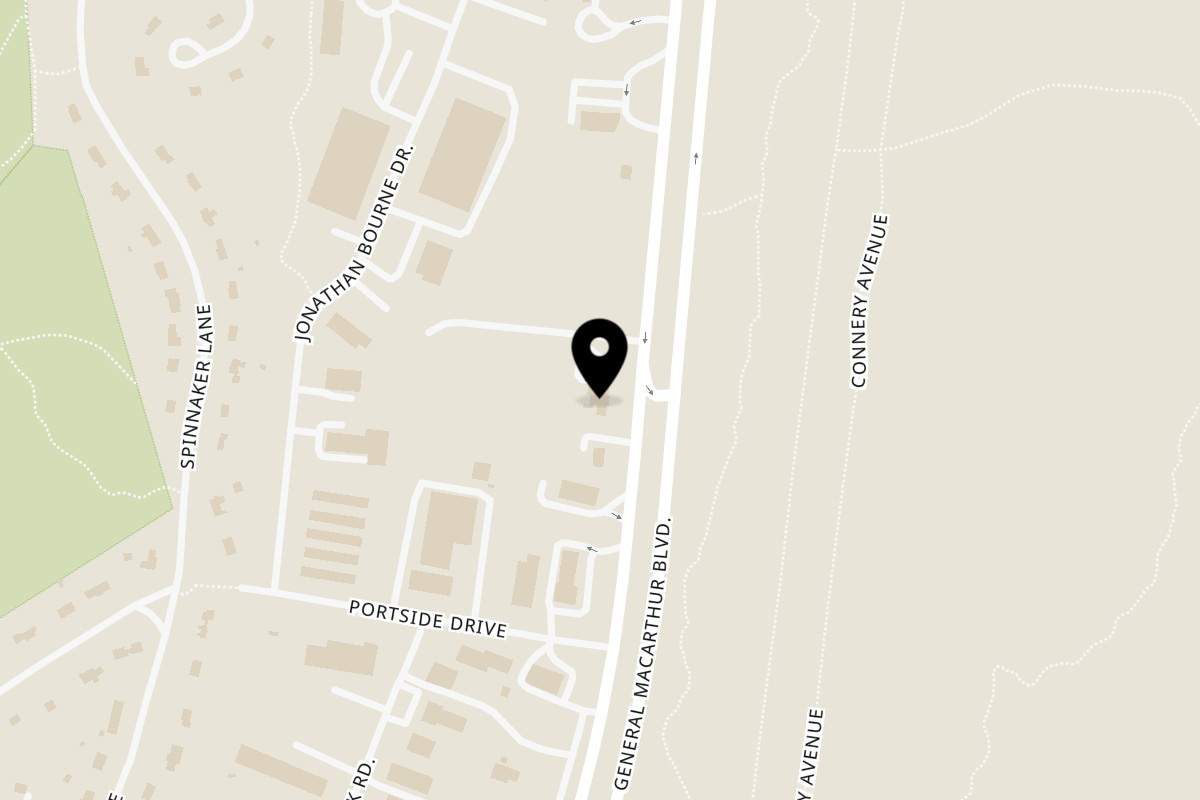 Map showing the location of Stir Crazy on 570 MacArthur Boulevard in Bourne